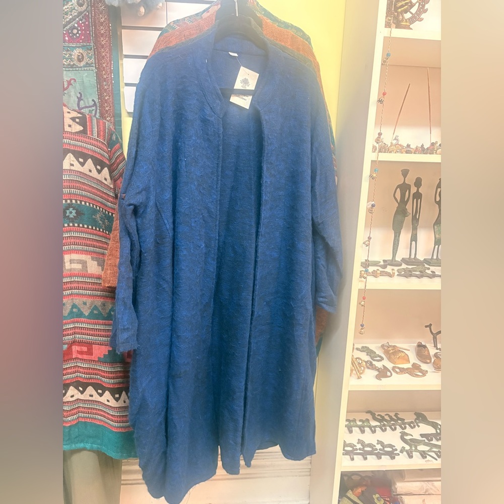 100% Cotton Blue Open Front Cardigan